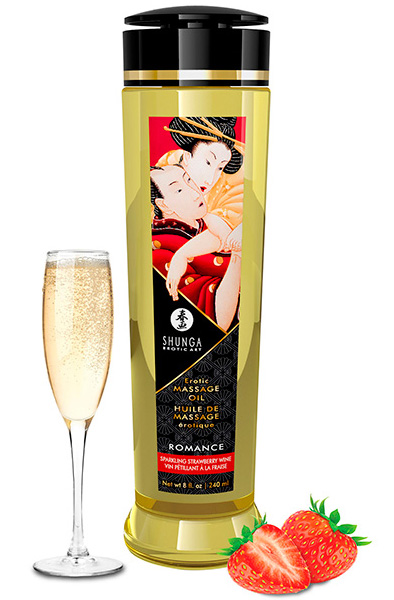 Shunga Massage Oil Romance Sparkling Strawberry Wine 240ml - Massageolja Jordgubb 0