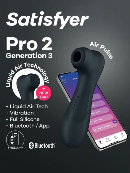 Satisfyer Pro 2 Gen. 3 With Liquid Air & Bluetooth App Black - Lufttrycksvibrator 1