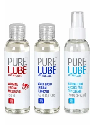 Water-Based Lubricant + Antibacterial Toy Cleaner + Warming Massage Oil 3 x 150 ml - Paketerbjudande 1